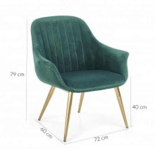 Fotel welurowy uno 2 zielony/złoty glamour