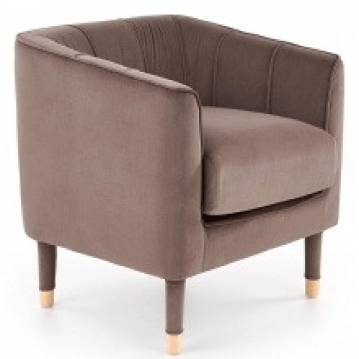 Fotel wypoczynkowy baltimore welur brązowo-popielaty wysokie nóżki