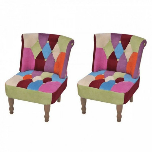 Fotele francuskie, 2 szt., patchworkowe, tkanina