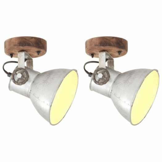 Industrialne lampy ścienne/sufitowe 2 szt. srebrne 20x25 cm e27
