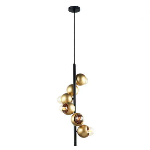 Italux malmo pen-5104-6-bkgd lampa wisząca oprawa industrialna dekoracyjna 6x40w czarny złoty