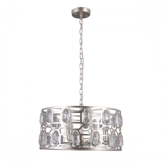 Italux momento pnd-43400-6 lampa wisząca oprawa okrągła kryształowa 6x40w srebrny szampański