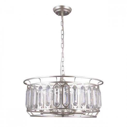 Italux priscilla pnd-43388-6b lampa wisząca oprawa kryształowa dekoracyjna 6x40w srebrny szampański
