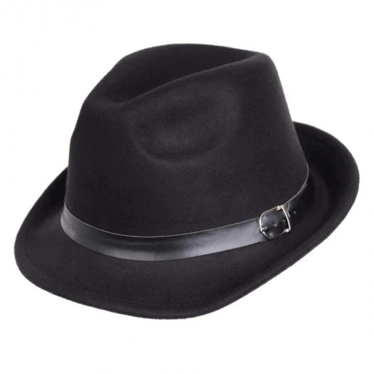 kapelusz filcowy czarny z paskiem kp-04a