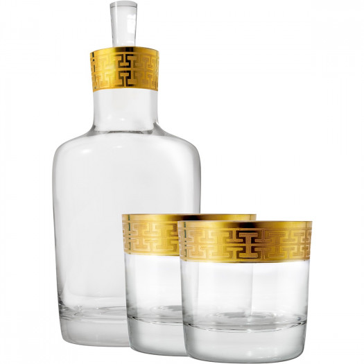 Karafka i szklanki kryształowe do whisky hommage gold classic zwiesel (sh-1372-05l-set)