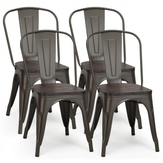 Krzesła metalowe z oparciem w stylu industrialnym 4 szt.