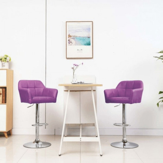 Krzesło barowe z podłokietnikami, fioletowe, sztuczna skóra