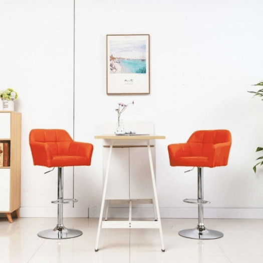 Krzesło barowe z podłokietnikami, pomarańczowe, sztuczna skóra