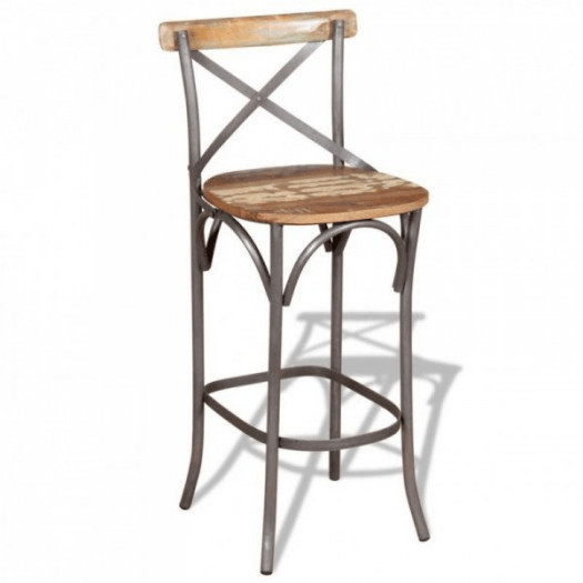 Krzesło barowe, lite drewno odzyskane