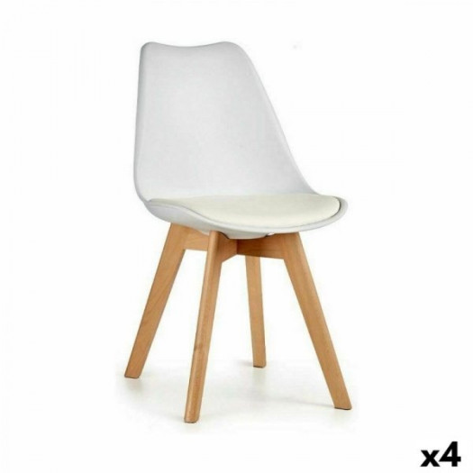 Krzesło do Jadalni Biały Brązowy 42 x 80 x 50 cm (4 Sztuk)