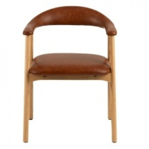 Krzesło drewniane Addi ekoskóra, brązowe/dąb