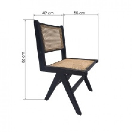 krzesło drewniane anisa czarne, rattan/drewno tekowe, plecionka wiedeńska
