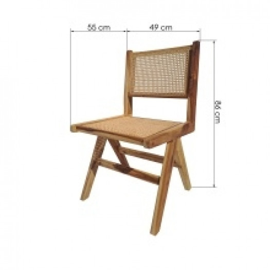 krzesło drewniane anisa naturalne, rattan/drewno tekowe, plecionka wiedeńska