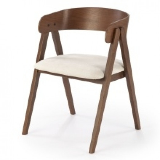Krzesło drewniane K562, retro, jasnobeżowe/orzech
