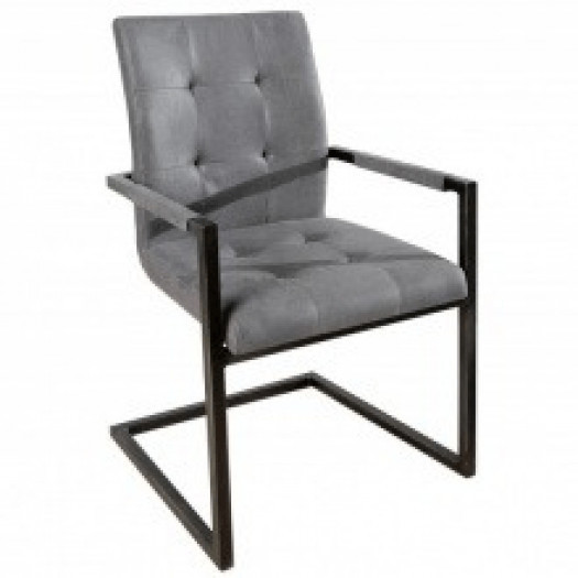 krzesło na płozach oxford szare z podłokietnikami