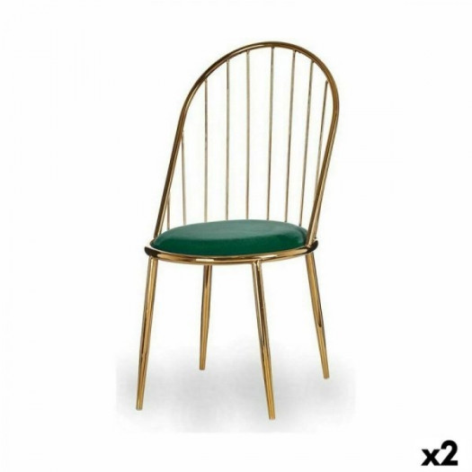 Krzesło Pręty Kolor Zielony Złoty Żelazo 48 x 95,5 x 48 cm (2 Sztuk)