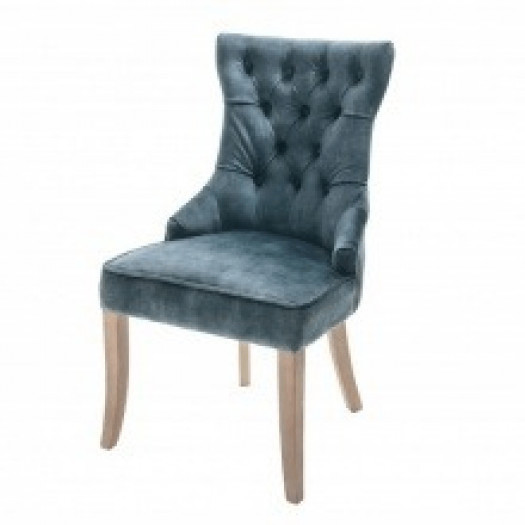 krzesło tapicerowane castle welur morski niebieski