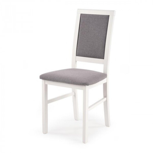 Krzesło tapicerowane Sylwek 1 tkanina Inari 91 popielata, drewno lite bukowe białe 