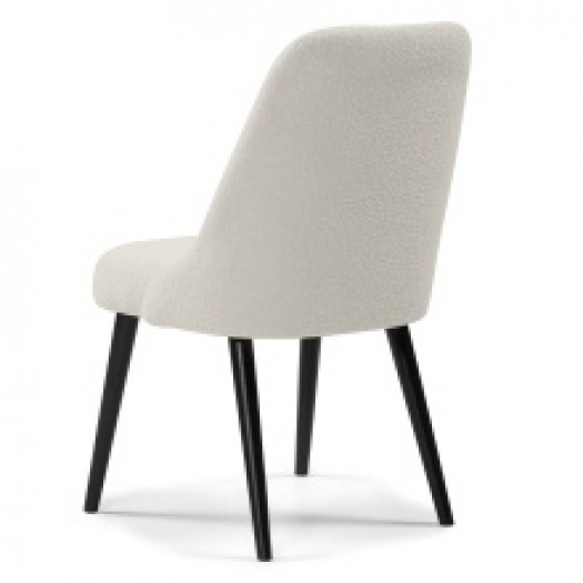 Krzesło tapicerowane Tillo jasnobeżowe/czarne, boucle, drewno bukowe