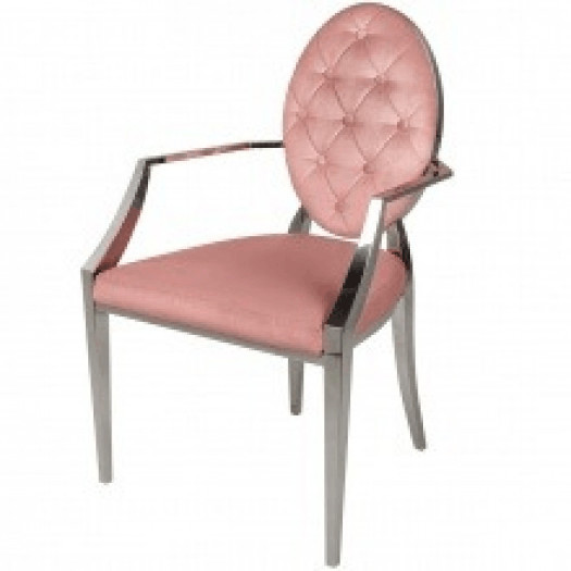 krzesło welurowe z podłokietnikami modern barock różowe glamour