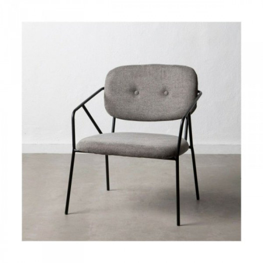 Krzesło z Podłokietnikami 60,5 x 56 x 75 cm Tkanina syntetyczna Szary Metal