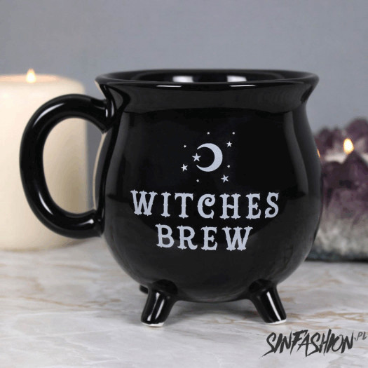 Kubek black decor witches brew cauldron