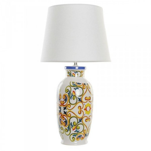 Lampa stołowa DKD Home Decor Ceramika Płótno Biały (34 x 34 x 67 cm)