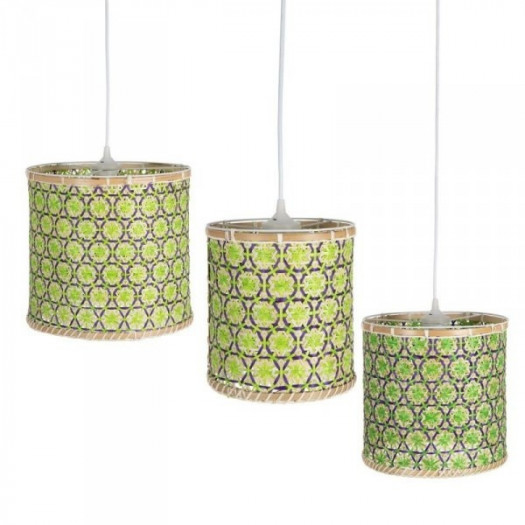 Lampa Sufitowa 32 x 32 x 29 cm Naturalny Kolor Zielony Bambus (3 Sztuk)