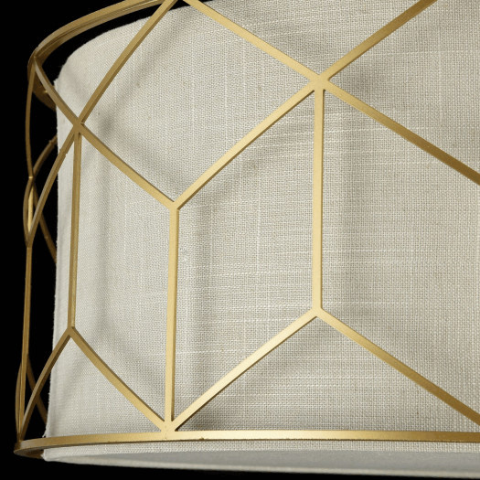 Lampa sufitowa lniany abażur w złotej, geometrycznej ramce messina maytoni (h223-pl-03-g)