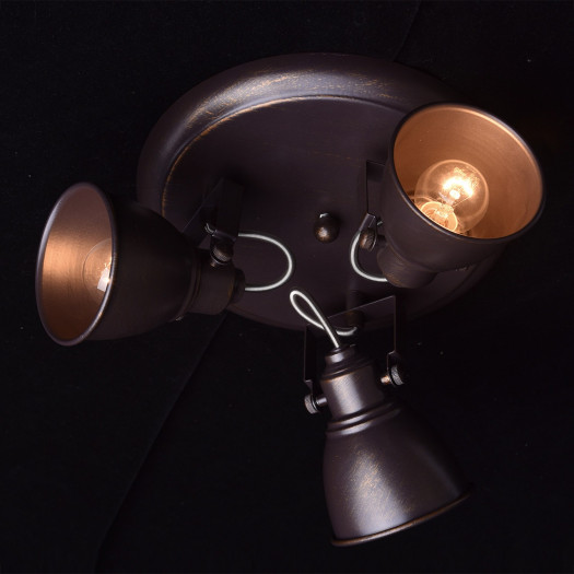 Lampa sufitowa z trzema reflektorami mw-light techno czekoladowo-złota (547020403)