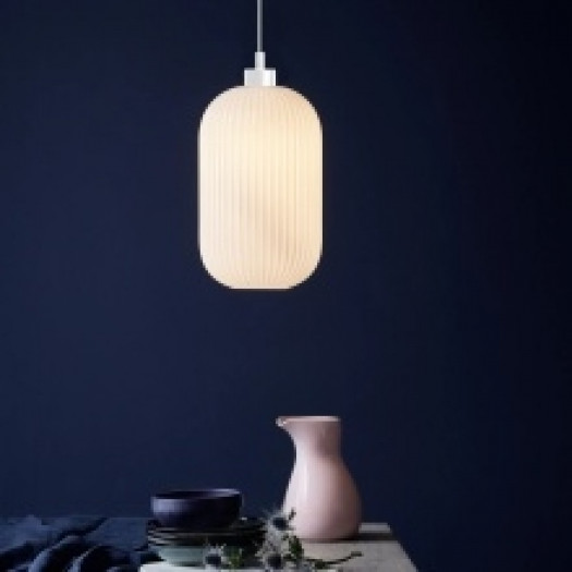 Lampa wisząca Milford 20 cm szklana, ryflowana