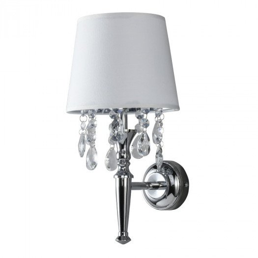 light prestige vigo 0412/1w wh kinkiet z abażurem lampa ścienna 1x40w chrom biały kryształ glamour