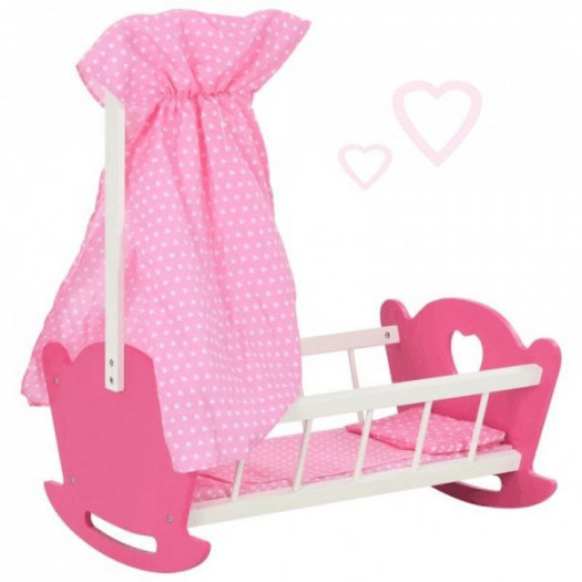 Łóżko dla lalek z baldachimem, mdf, 50x34x60 cm, różowe