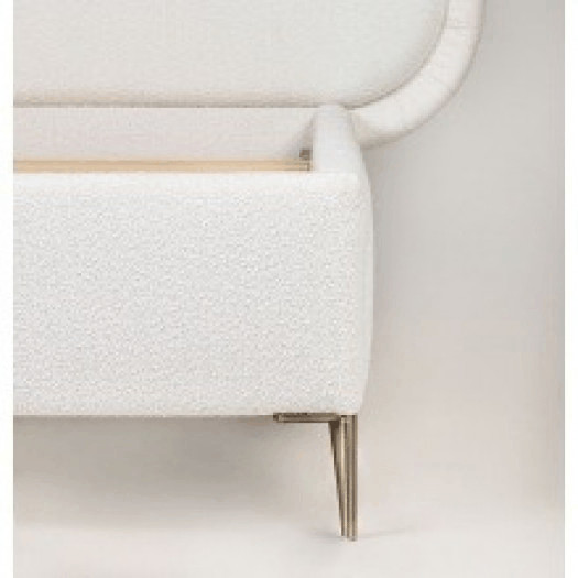 łóżko tapicerowane blanca 160x200 białe - boucle - stelaż drewniany