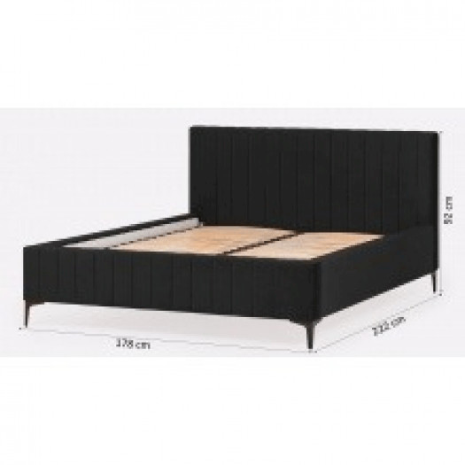 łóżko tapicerowane lucia standard 160x200 cm z pojemnikiem welurowe czarne złote/czarne nogi