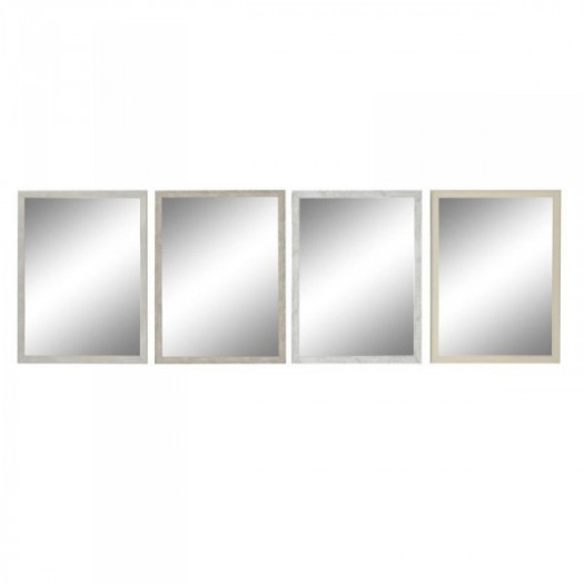 Lustro ścienne DKD Home Decor 56 x 2 x 76 cm Szkło Szary Beżowy Biały polistyrenu (4 Sztuk)