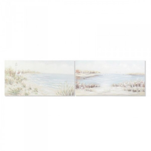Obraz DKD Home Decor 140 x 3,7 x 70 cm Plaża Śródziemnomorski (2 Sztuk)