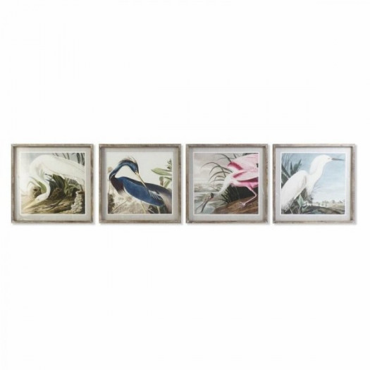 Obraz DKD Home Decor Ptak Orientalny 60 x 2,5 x 60 cm (4 Sztuk)