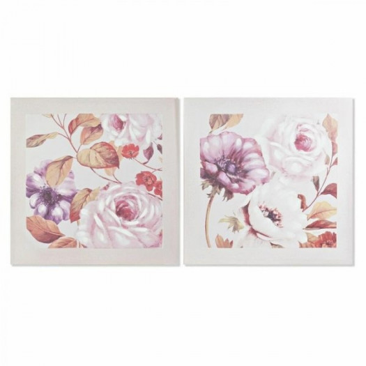 Obraz DKD Home Decor Róż Romantyczny 70 x 3 x 70 cm (2 Sztuk)