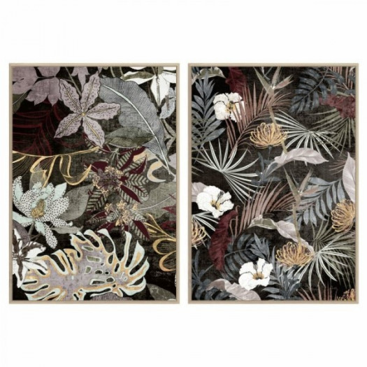Obraz DKD Home Decor Tropikalny Liść roślin 83 x 4,5 x 122,5 cm 83 x 4,5 x 123 cm (2 Sztuk)