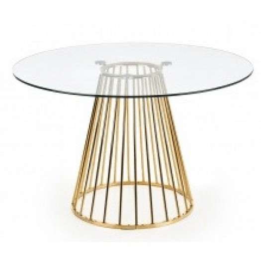 Okrągły szklany stół liverpool 120 cm złoty glamour