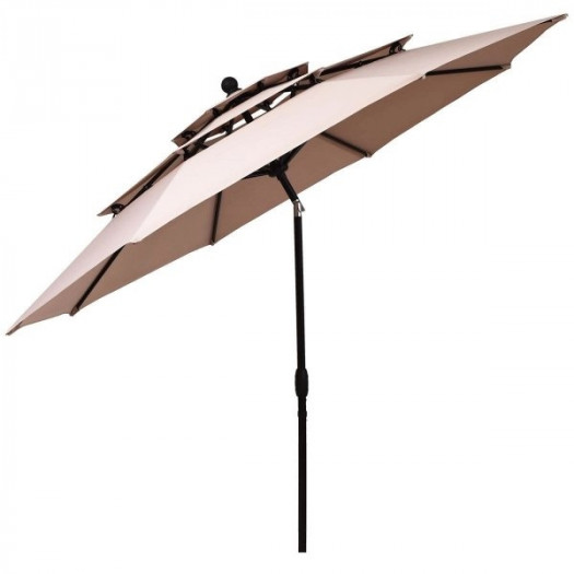 parasol ogrodowy z systemem wentylacji 305 x 244 cm beżowy