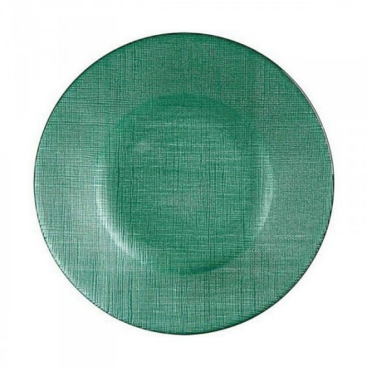 Płaski Talerz Kolor Zielony Szkło 21 x 2 x 21 cm (6 Sztuk)
