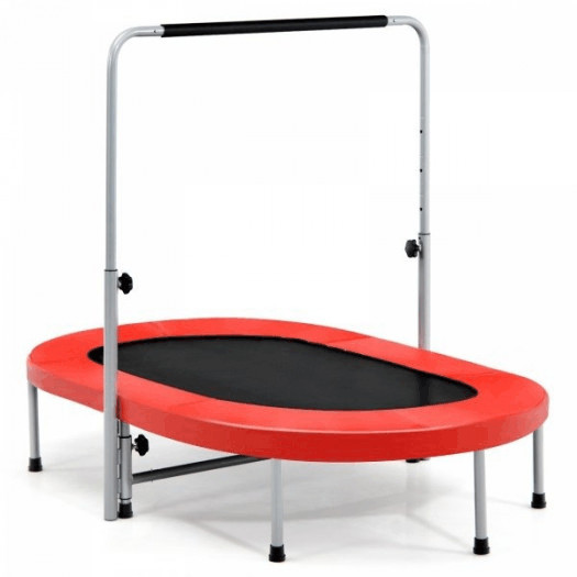 Podwójna trampolina do zabawy i ćwiczeń fitness z poręczą