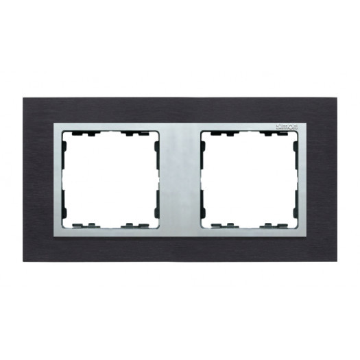 ramka 2- krotna metalowa inox czarny / aluminium