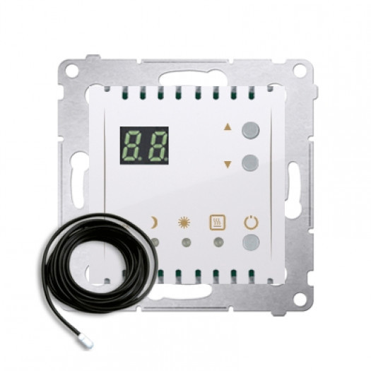 regulator temperatury z wyświetlaczem z czujnikiem zewnętrzym (sonda) biały kolor podst.:biały