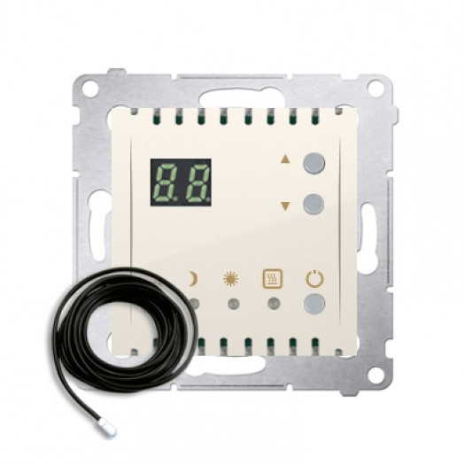 regulator temperatury z wyświetlaczem z czujnikiem zewnętrzym (sonda) kremowy