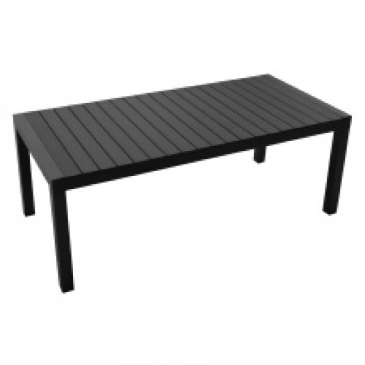 Rozkładany stół ogrodowy Orrios 225-295 cm, aluminiowy, czarny, polywood