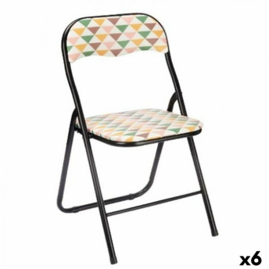 Składanego Krzesła Geometric Czarny PVC Metal 43 x 46 x 78 cm (6 Sztuk)