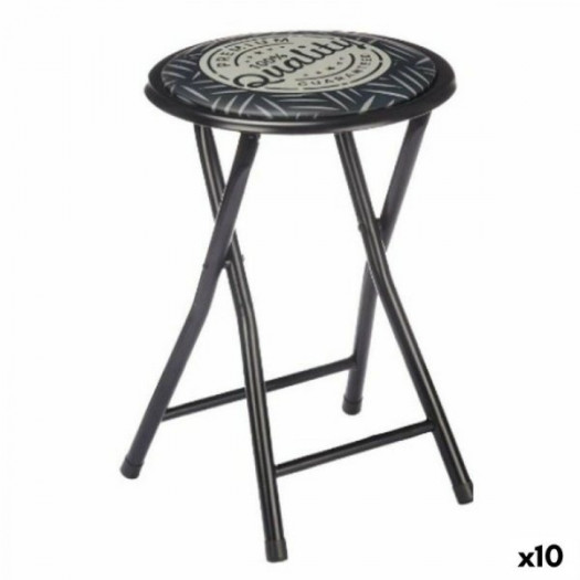 Składany stołek Quality Czarny Szary PVC Metal 30 x 30 x 45 cm (10 Sztuk)